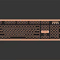 Sleek Copper Frame Keyboard With Black Circular Keys And Function Keys On Reflective Surface
