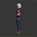 White Haired Female Character In Blue Crop Top Cargo Pants Red Shoes And Arm Tattoos