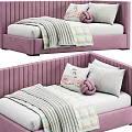 Modern Upholstered Beds With Pink Gray Headboards And Cozy Blankets Pillows