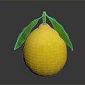 Yellow Lemon With Green Leaves And Textured Surface On Dark Background
