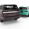 Two Modern SUVs In Teal And Dark Brown With Sleek Exterior Design
