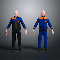 Blue Black Workwear Uniforms Featuring Orange Accents Long Sleeves And Functional Pockets