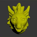 Fantasy Creature Head With White Skin Red Mane Blue Eyes Sharp Ears And Smile