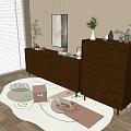 Modern Entryway Console Cabinet And Side Cabinet With Mirror Plant And Rug