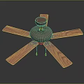 Classic Ceiling Fan With Wooden Blades And Vintage Metal Base Design