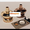 Traditional Style Gold Copper Hot Pot Cookware with Serving Bowl Plate Chopsticks Cup and Mat