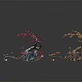 Artistic Scroll Decorative Components With Rock Bases And Colored Branches