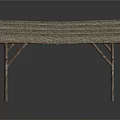 Sturdy Textured Table With Striped Surface And Metal Folding Legs