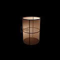 Modern Wall Sconce with Beige Fabric Shade Gray Grid Pattern and Dark Metal Base
