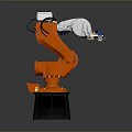 Orange Robotic Arm With White Components And Black Base Structure Design
