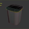 Square Trash Can With White Body And Dark Blue Plastic Lid Design
