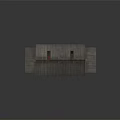Traditional Wooden House with Gray Roof Two Chimneys Red Decorative Strips and White Windows