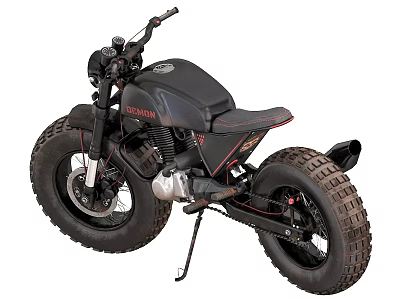 Benelli Black Motorcycle With Red Accents Black Seat And Wide Off Road Tires 3d model