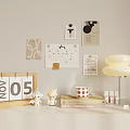 Decorative Ornament Set with Calendar Small Figurines Table Lamp Wall Art and Books