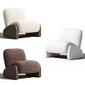 Beige White And Brown Upholstered Leisure Chair With Modern Minimalist Design And Wooden Legs