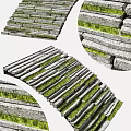 Curved Stone Staircase Design With Green Grass Between Steps And Natural Elements