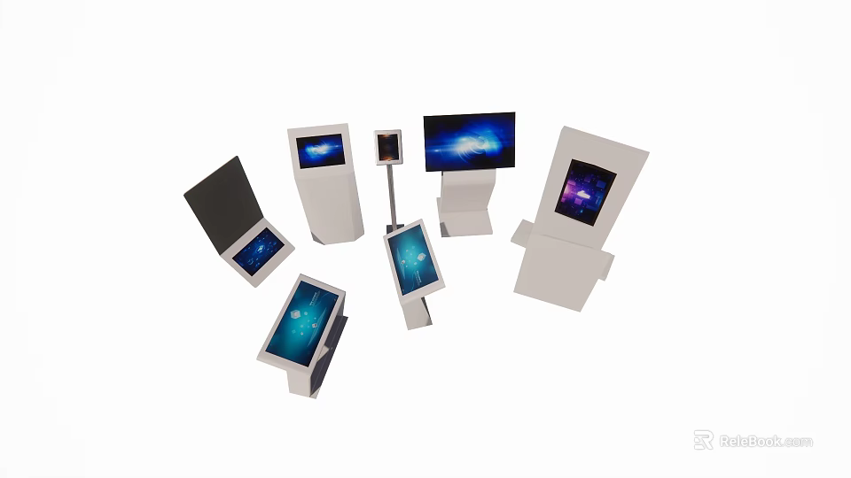 Public Facilities Digital Interactive Kiosks With Various Display Screens And Modern Designs 3d model