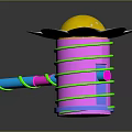 Colorful Hammer Shaped Toy Weapon With Yellow Top White Petals Pink Body And Green Spiral