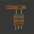 Red Wooden Hanging Storage Organizer With Chains And Hooks For Home Use