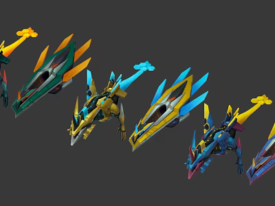 Colorful Mechanical Game Movie Characters With Various Colors And Unique Designs 3d model