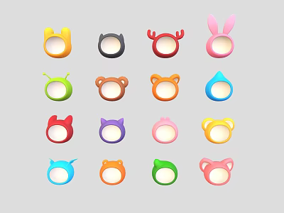 Cute Various Animal Shaped Kids Hats With Colorful Designs For Children 3d model