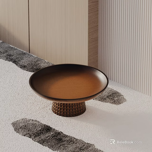 Modern Sofa and Coffee Table Set with Round Wooden Top and Woven Base Design 3d model 