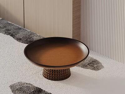 Modern Sofa and Coffee Table Set with Round Wooden Top and Woven Base Design 3d model