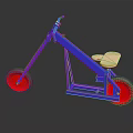Blue Tricycle With Red Wheels And White Seat Modern Structure Design