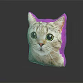 Adorable Cat Face Design on Soft Pink Decorative Pillow for Home Decor