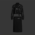 Black Long Sleeve Tie Neck Cropped Top With Pleated Skirt Fashion Outfit