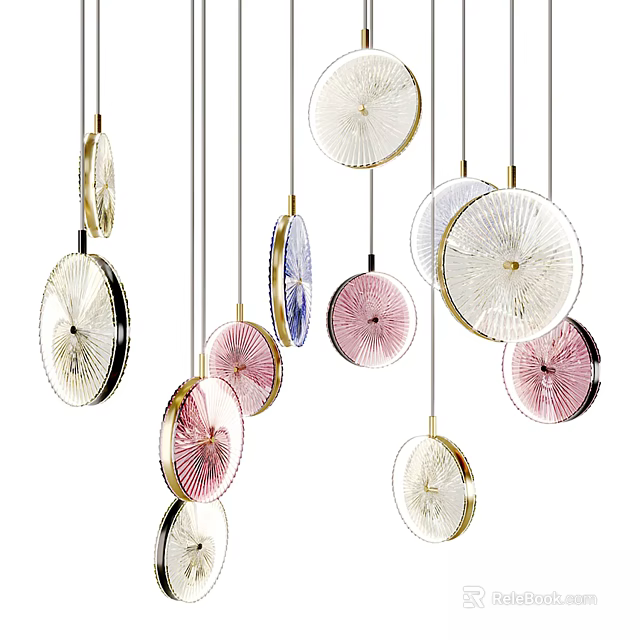 Colorful Round Decorative Chandeliers Featuring Modern Hanging Design And Various Tones 3d model 