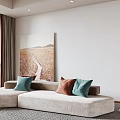 Modern Multiplayer Sofa White Fabric Double Sofa 3d model