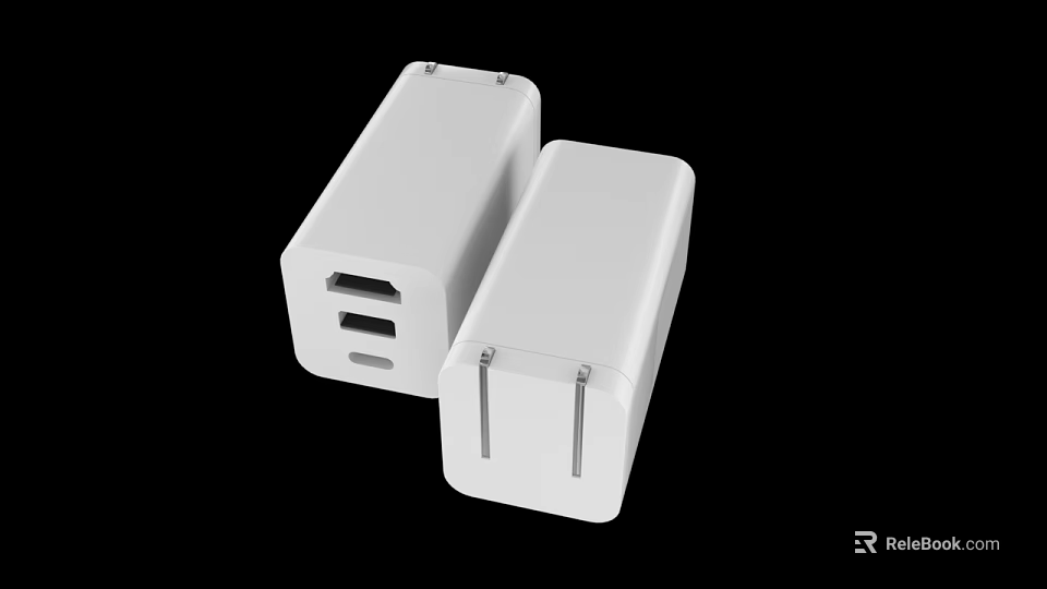 White Phone Chargers With Dual USB Ports For Digital Devices Fast Charging 3d model 