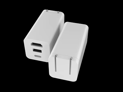 White Phone Chargers With Dual USB Ports For Digital Devices Fast Charging 3d model