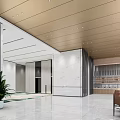 Elegant Modern Hotel Lobby With High Ceiling Marble Floor Pendant Lights And Green Plants