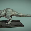 Realistic T Rex Dinosaur Model Standing With Open Mouth And Stone Base