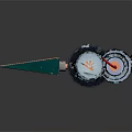 Mechanical Assembly Structure With Metal Rod Copper Plate Blue Device And Black Base
