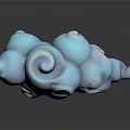 Abstract Spiral 3D Sculpture With Pastel Blue Purple Hues And Smooth Rounded Forms