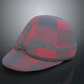 Stylish Red And Gray Plaid Knitted Hat With Ribbon Decoration