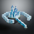 Enchanting Floating Island Castle With Blue Spires And Encircling Walls