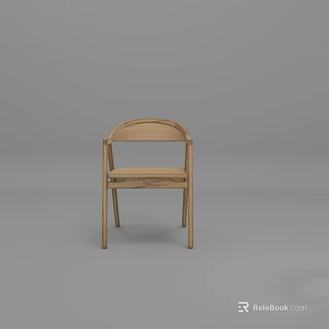 Wooden Leisure Chair Featuring Curved Backrest Simple Design And Light Wood Tone 3d model 