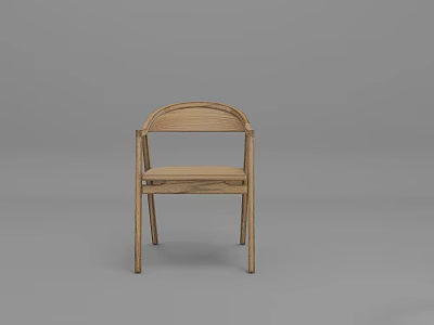 Wooden Leisure Chair Featuring Curved Backrest Simple Design And Light Wood Tone 3d model