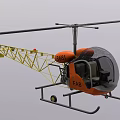 Orange Lightweight Helicopter With Transparent Cockpit FAB Marking And Yellow Frame 3d model