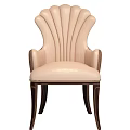 Elegant Beige And Brown Leisure Chair With Scalloped Backrest Quilted Armrest And Gold Trim