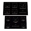 Black Gas Cooktops With Multiple Burners And Control Knobs For Kitchen Appliances