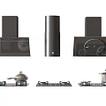 Modern Kitchen Appliances With Black Range Hoods And Gas Stoves