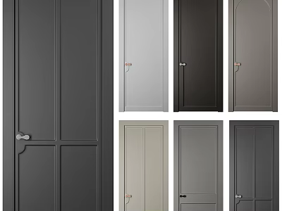 Modern Hinged Doors In Various Colors And Different Panel Designs For Home Interior 3d model