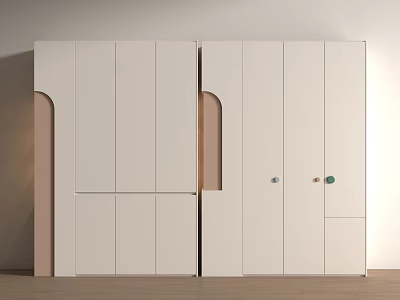 Modern White Wardrobe Interior Design With Curved Details And Sleek Door Panels 3d model