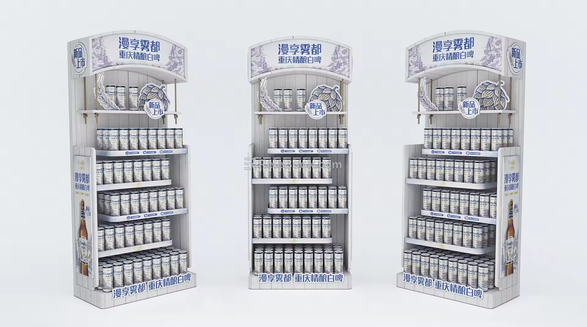 Baizhu Dhei Supermarket Display Supermarket Shelf Meichen Fast Food Stacking Head Pillar Container Display Cabinet 3d model