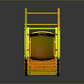 Kids High Chair With Yellow Seat Red Ladder Frame And Gray Armrests Design